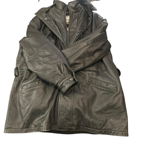 Vintage Wilsons Leather Black Insulated Hooded Jacket Size XL - Picture 6 of 16